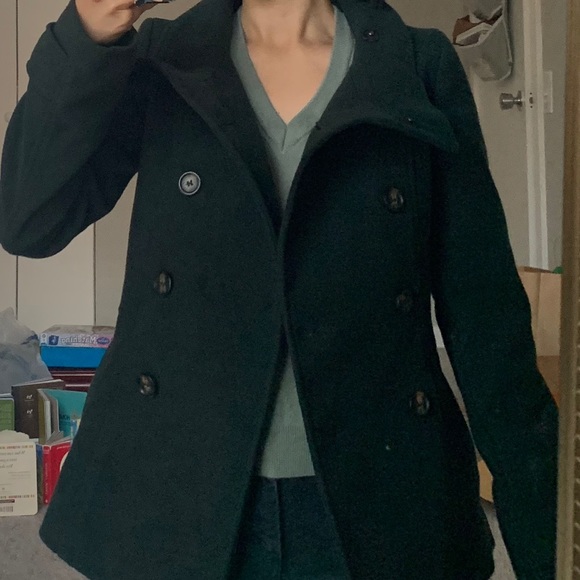 Forest Green Peacoat Coat XS - Picture 6 of 10